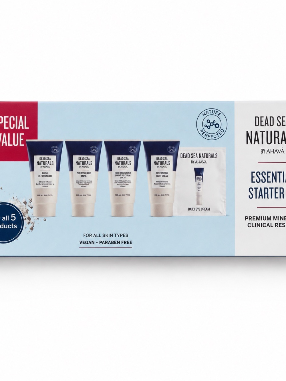 AHAVA Dead Sea Naturals Essential Starter Kit 5-Piece New